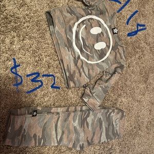 Smiley face camo print lounge set